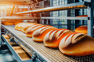 From fresh bread baking in an automated production line to fresh bread baking in conveyor belt oven Generation AI