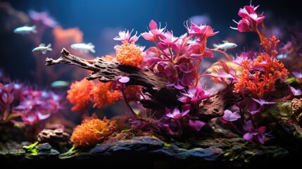 Wall Mural - colorful fish and water Plants in aquarium tank with beautiful layout