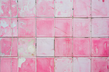 Wall Mural - pink tile wall background bathroom floor texture