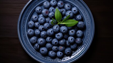 Canvas Print - Blueberries on Plate. Generative AI