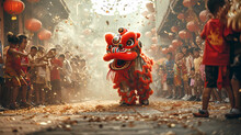 The Lion Dance Interacts With Enthusiastic Spectators