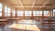 Empty classrooms in school