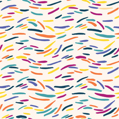 Wall Mural - Seamless hand drawn pattern with color chaotic strokes