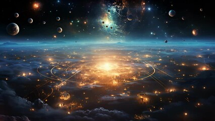witness a celestial ballet of planets and stars, perfectly choreographed in the vast expanse of the 