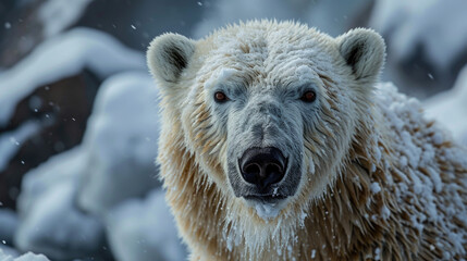 Canvas Print - Close up of a polar bear in the arctic, generative ai