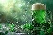 St. Patrick's Day Cheer: Sparkling Green Beer with Clover Decor