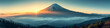 Panoramic view of Mt. Fuji at sunrise, Japan.