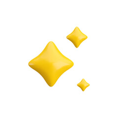 Wall Mural - vector 3d three gold star sparkling icon on white background. cute realistic cartoon 3d render, glos