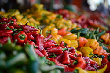 Canvas Print - peppers at the market