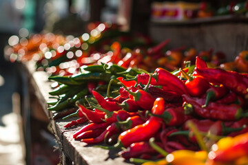 Canvas Print - peppers at the market