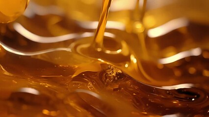 sweet glimmering maple syrup suspended in slow motion forming unique patterns and designs before dri