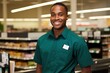 Portrait of a smiling African American grocery store employee