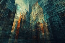 : A Surreal Cityscape Buried Beneath Layers Of Digital Glitches, Where Skyscrapers Distort And Warp In Unnatural Ways, Creating A Disorienting And Unsettling Landscape That Blurs The Line Between 