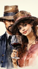   man and woman holding wine glasses,Valentines Day, Propose day,  Valentines Day date. 