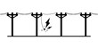 Black broken electric wire of high power voltage pole is damaged and short circuit spark cause danger electrocution risk icon flat vector design