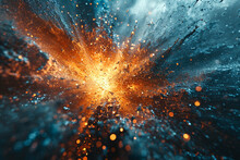 An Illustration Of A Particle Collision, With Energy And Matter Erupting In An Explosive Display.