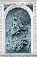 Bas Relief On A St. Mary's Basilica On The Krakow Main Square In Krakow Poland. Dedicated To John III Sobieski, King Of Poland