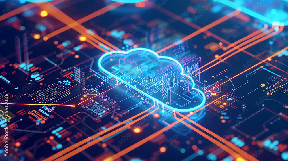 Blue Cloud Floating on Top of Circuit Board, cloud computing Stock ...