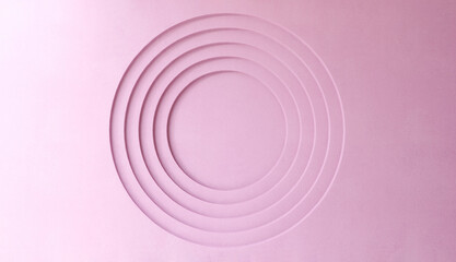 empty purple wall with layers of debossed circle for luxury beauty, cosmetic, skincare, body care, f