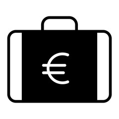 Wall Mural - Euro Briefcase solid glyph icon