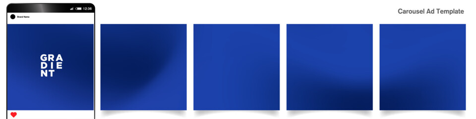 cool black and ultramarine carousel ad background template. smooth dark blue gradient abstract backg