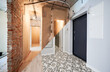 Old apartment with brick walls and new renovated flat with doors and stylish design in white tones. Inferior of apartment before and after renovation.