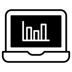 Wall Mural - Laptop Analytics solid glyph icon