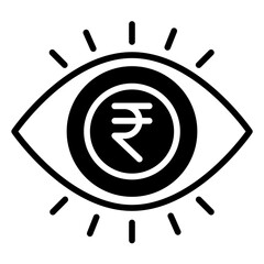 Sticker - Rupees eye solid glyph icon