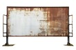 © LayerAce.com - Old rusted metal blank billboard advertisement on white background Generative AI