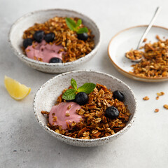 Wall Mural - Granola bowl with yogurt and berries