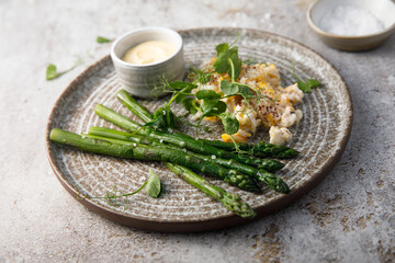 Canvas Print - Asparagus with roasted eggs