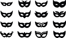 Set Of Carnival Mask Isolated No Background