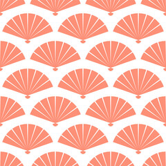 Seamless pattern with pink japanese fans