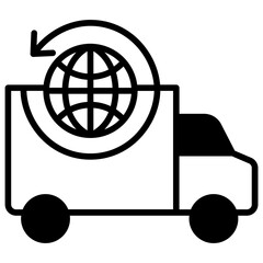 Canvas Print - Global Delivery truck solid glyph icon