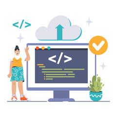 Wall Mural - devops. software development methodology. software development and it operations life cycle, program