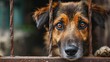© Custom Media - Stray Dog Behind Shelter Bars