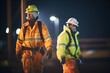 high-visibility clothing on workers at night