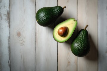 Wall Mural - avocado on a wooden table