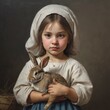 Portrait of a girl with a rabbit