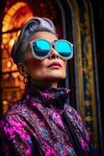 Elegant Senior Woman In Stylish Sunglasses And Attire Generative AI Image