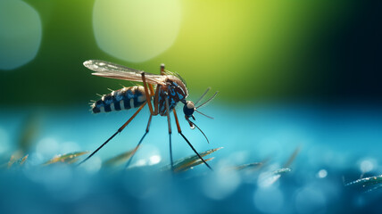macro photo Mosquito, carrier of dengue fever, Zika virus