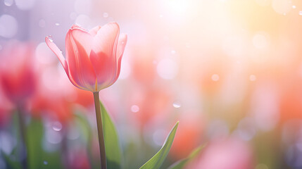 Beautiful tulip bouquet and bokeh background, Thanksgiving Mother's Day concept illustration