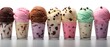 collection of delicious ice cream balls / scoops, isolated on transparent background cutout - png - different flavors mockup for design - image compositing footage - alpha channel