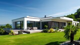 Fototapeta  - Modern Luxury Detached House in Sunny Subdivision with Front Garden