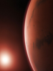 Wall Mural - planet Mars in space with sun