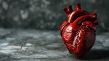 Realistic Human Heart Model On A Dark Textured Background
