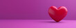 3D Red Heart on a clean purple background banner style with copy space. Horizontal banner. Ideal for valentine's day or other holidays. Minimal clean design. Love concept.
