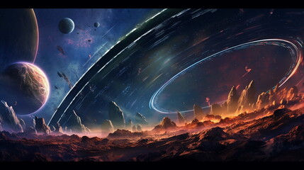 Wall Mural - fantastic alien mountain landscape