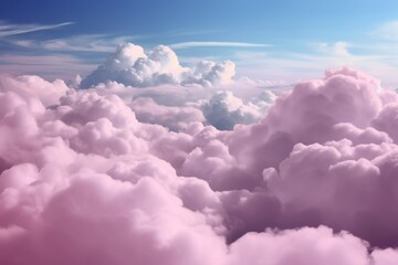 Wall Mural - Fluffy pink clouds, background. Generative AI