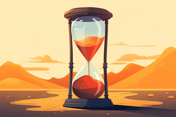 Wall Mural - illustration of hourglass with sand. Concept of time. Created with Generative AI